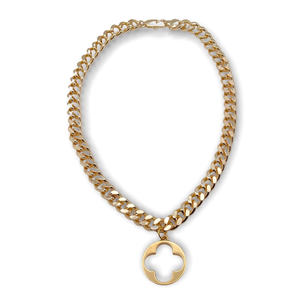 Repurposed Louis Vuitton Clover Cutout Necklace